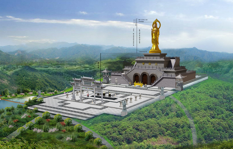三台山景区----三台寺全寺铜佛雕像(图1)